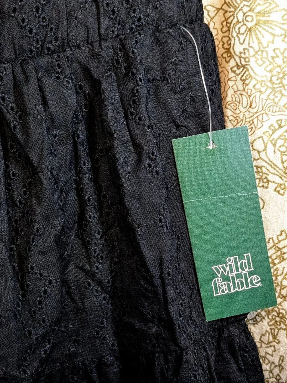 NWT Wild Fable Mini Skirt Sz XXL Black Eyelet Tiered Whimsigoth Peasant Cottage